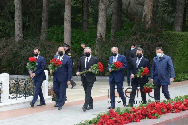 Public reps of Azerbaijan paying tribute to late National Leader Heydar Aliyev.Azerbaijan Baku May 10 2021